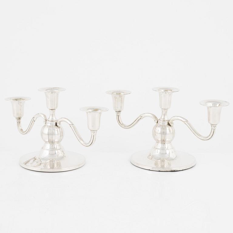 A pair of silver candlesticks, Denmark, 20th Century.
