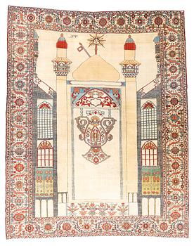 281. A carpet, antique Heriz, figural, probably, ca 361-368 x 294,5 cm.