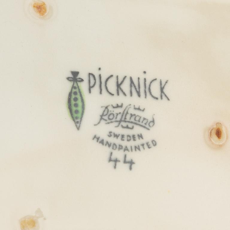 Marianne Westman, servisdelar, 5 st, "picknick" samt ett fat "pomona", Rörstrand, 1900-talets mitt.