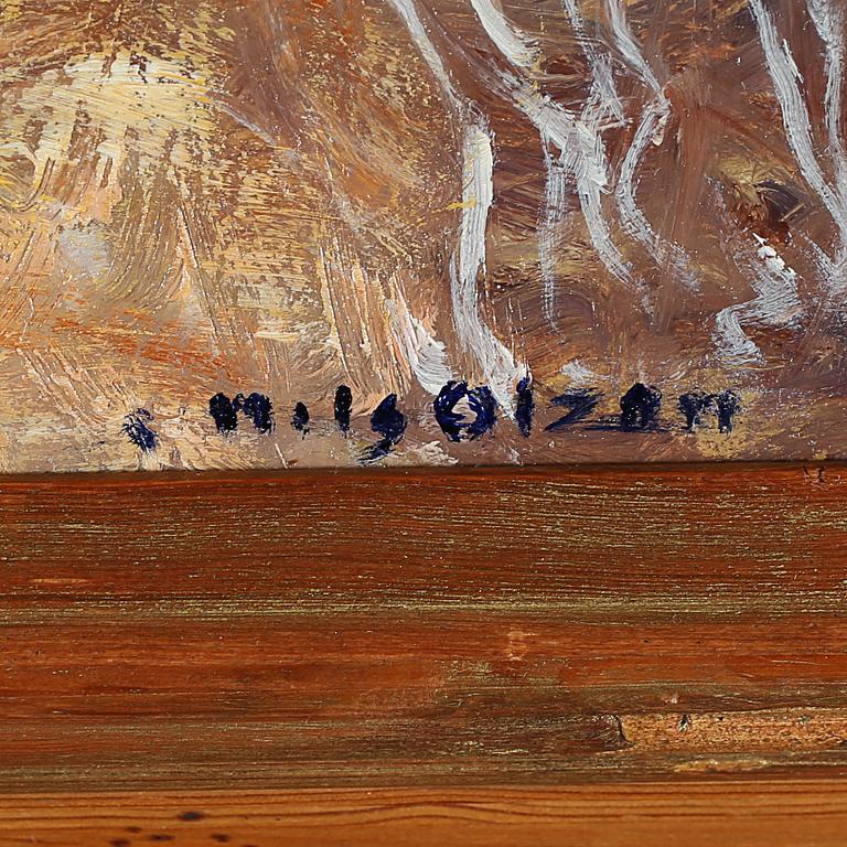 NILS OLZON, olja på pannå, signerad.