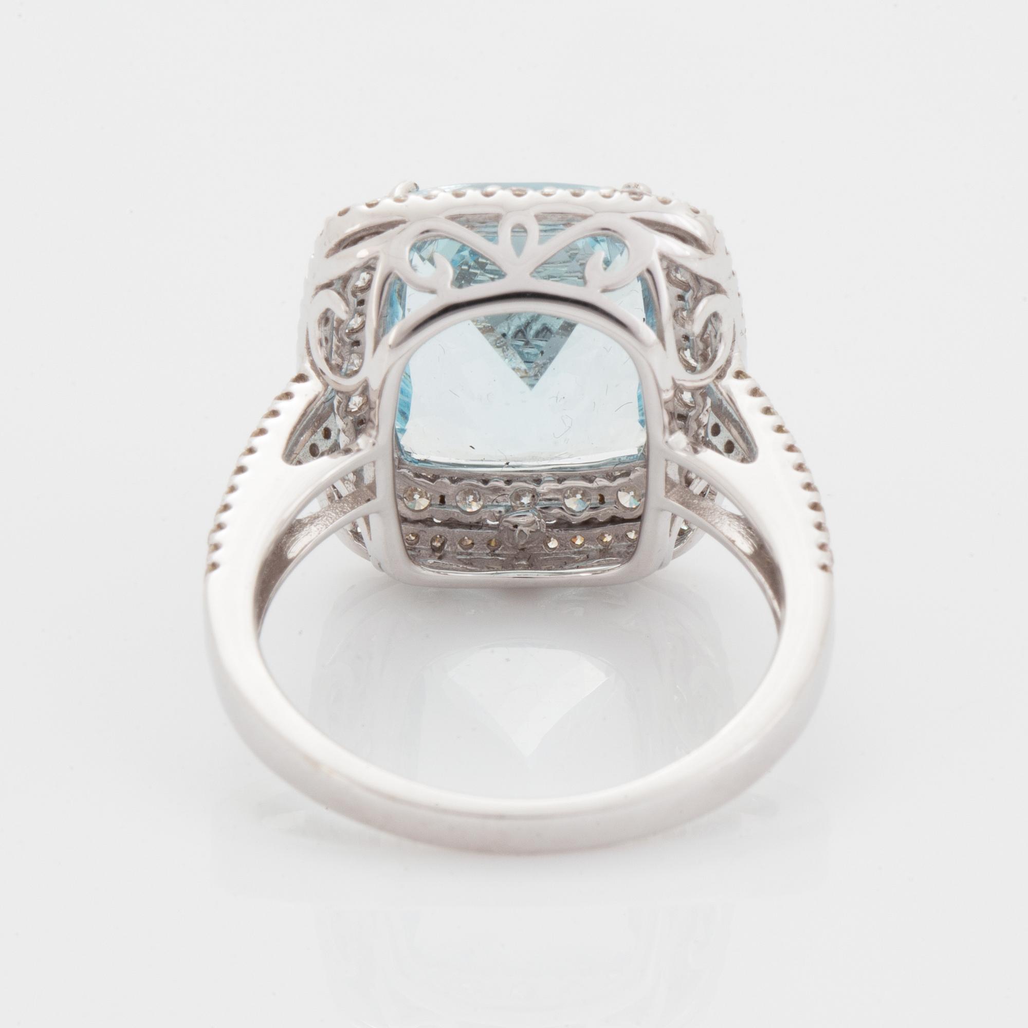 Aquamarine and diamond cocktail ring.