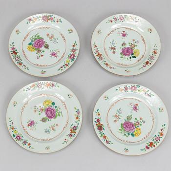 A set of six (4+2) famille rose dishes, Qing dynasty, Qianlong (1736-95).