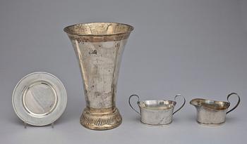 PARTI SILVER, 4 delar, bl.a KG Markströms Guldsmeds AB, 1938. Tot vikt ca 645.
