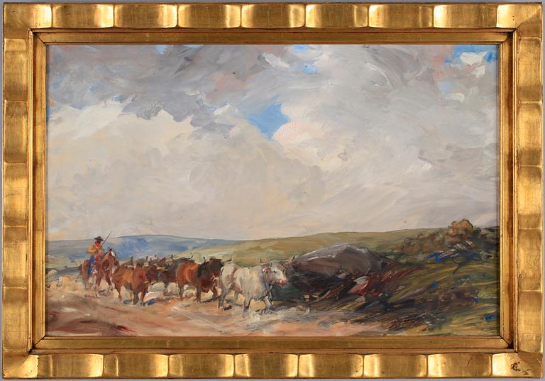 OKÄND KONSTNÄR, olja på pappannå, 1900-talets mitt.