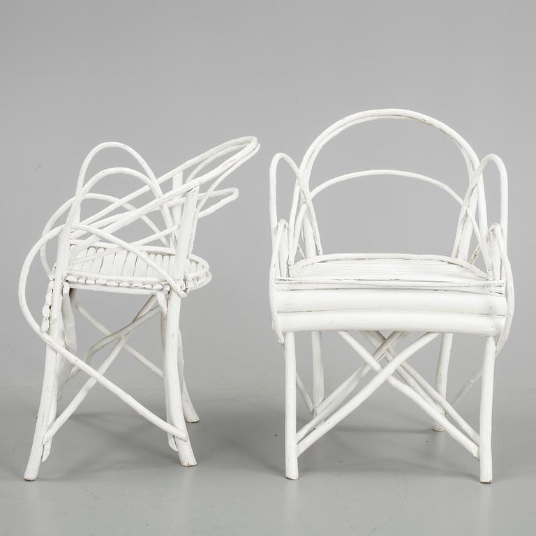 FÅTÖLJER, ett par, sk grenmöbler, 1900-tal.