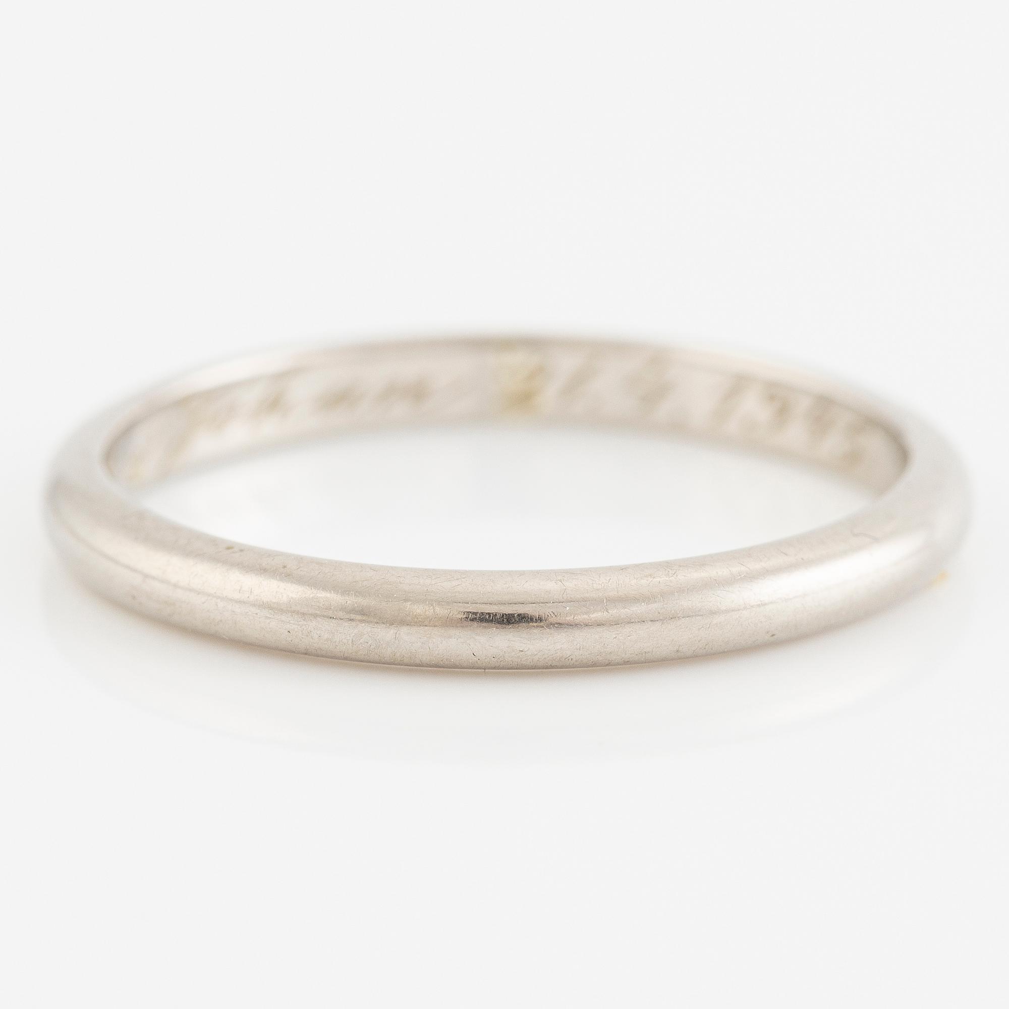 W.A. Bolin, ring, smooth, 18K white gold, 1940s.