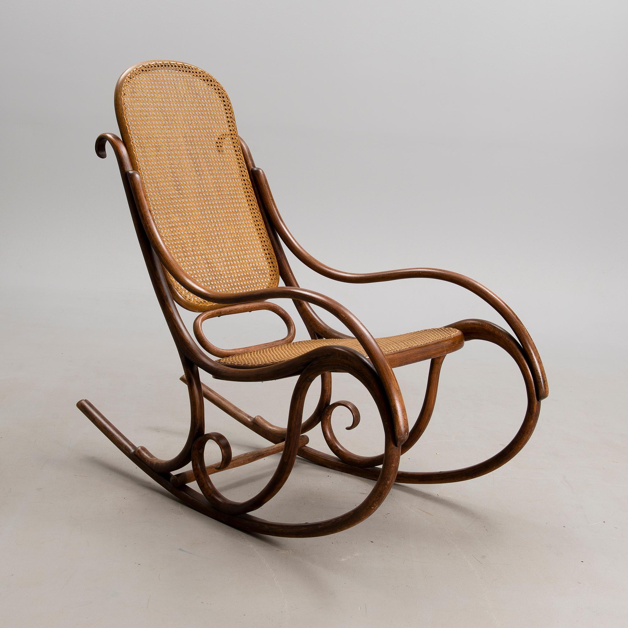 A BENTWOOD ROCKING CHAIR by Fischel, early 20th century.