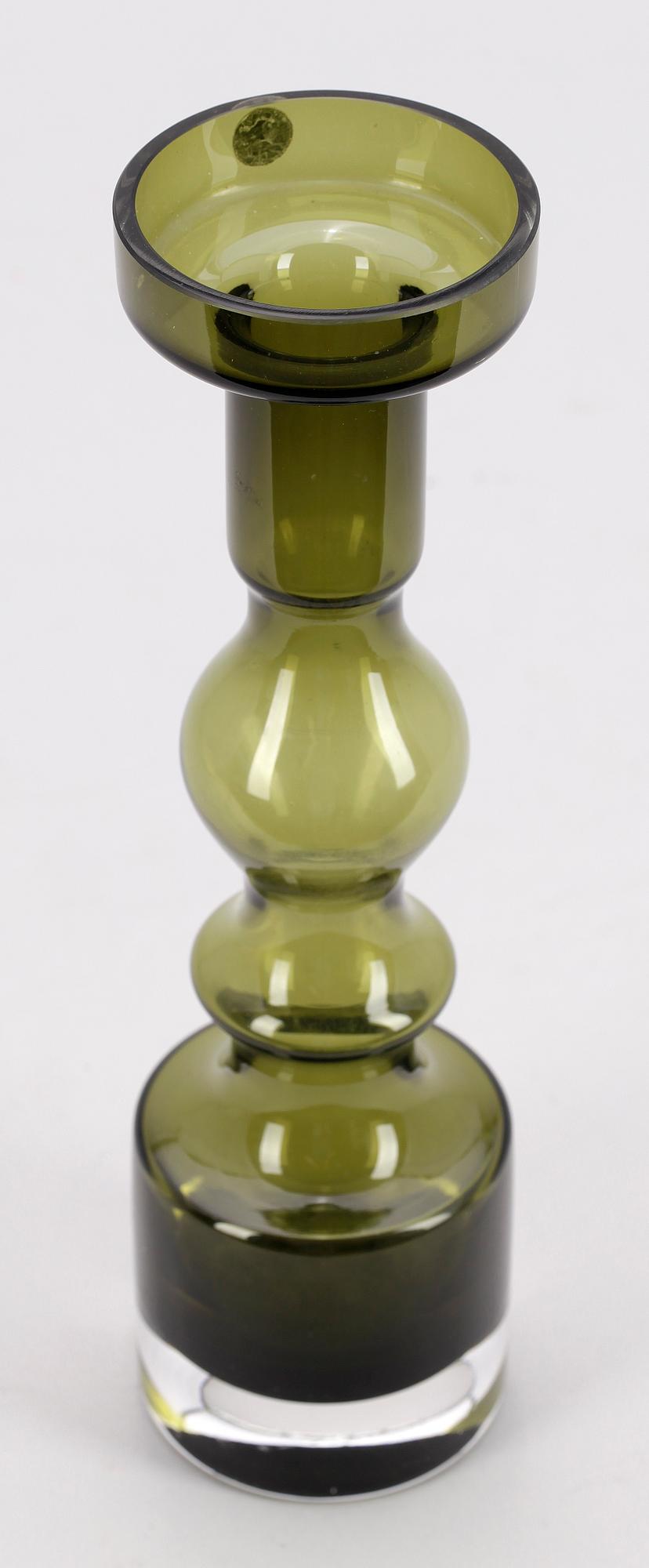 LJUSSTAKE, glas, "Pompador", Nanny Still, Nuutajärvi Notsjö, 1900-tal.