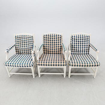 Armchairs, three pieces of Gripsholm armchairs, "Medevi Brunn", from IKEA's 18th-century series, 1990s.