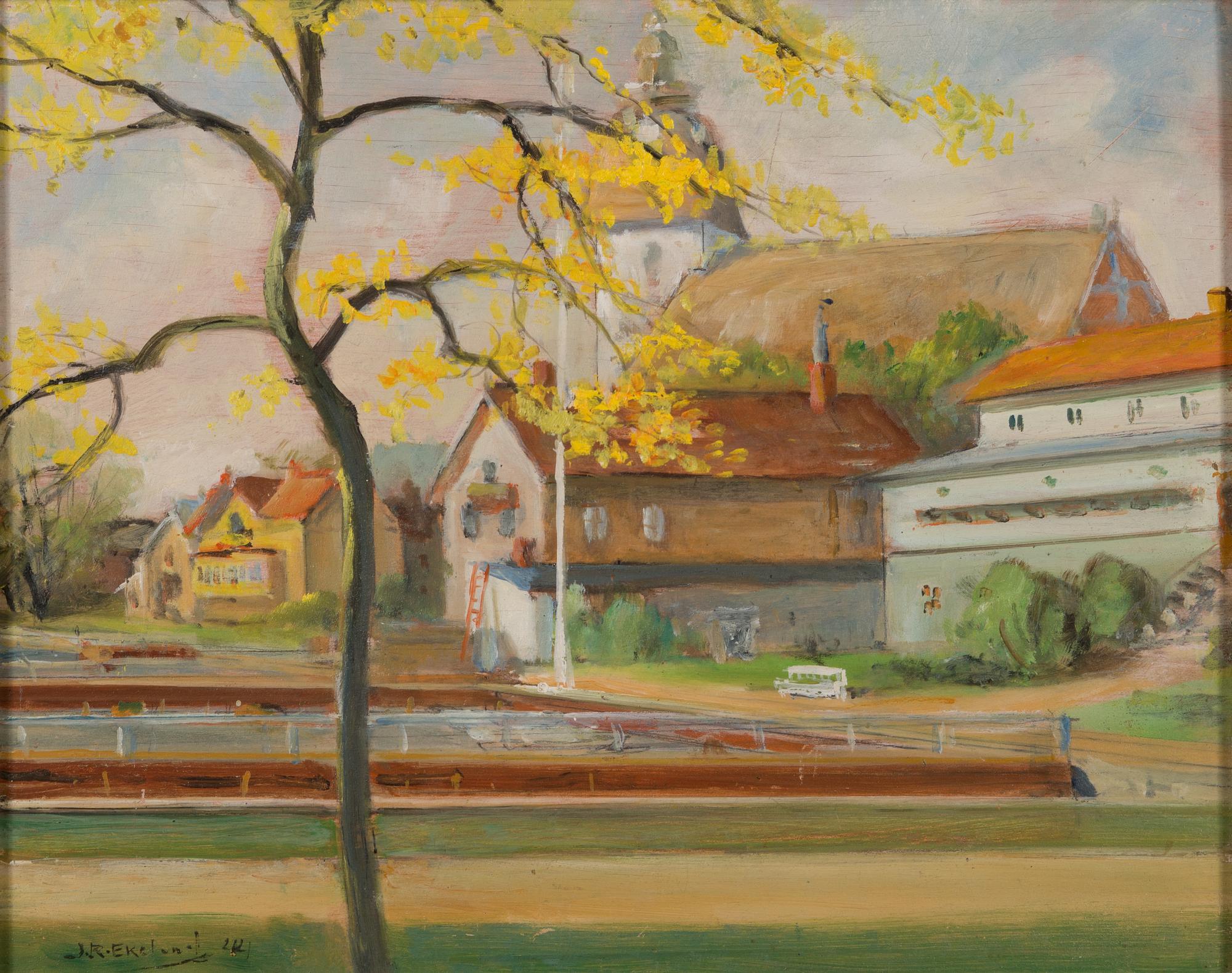 John Rafael Ekelund, öljy levylle, signeerattu ja päivätty -44.