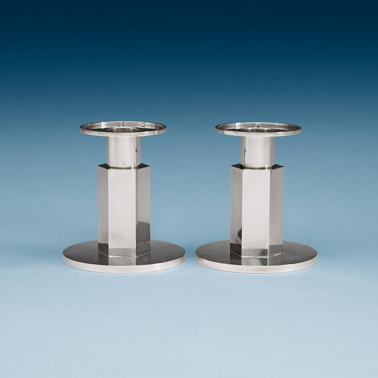 A pair of Wiwen Nilsson sterling candlesticks, Lund 1962.