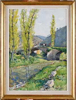 Olle Hjortzberg · OLLE HJORTZBERG, akvarell, sign o dat Assisi arp. 1950.