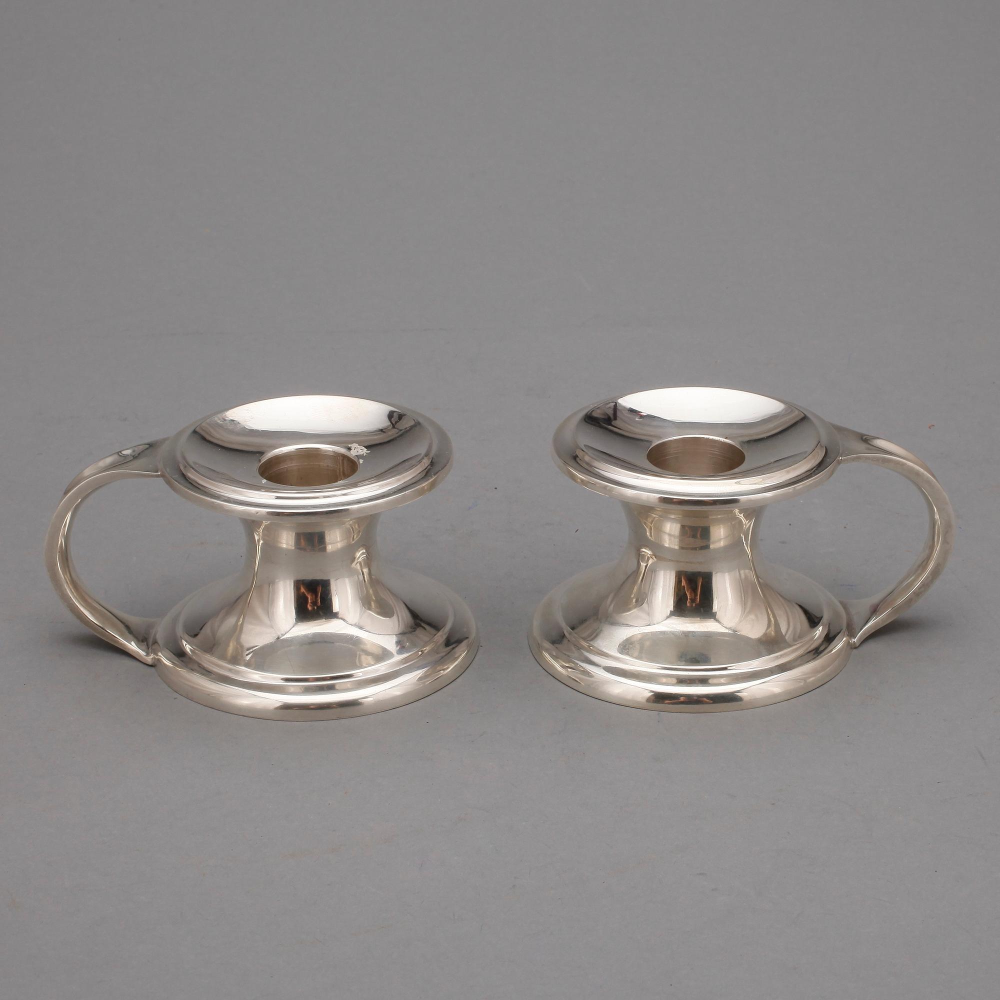 NATTLJUSSTAKAR, silver, okänd mästare, 1900-tal. Totalvikt ca 447 g.