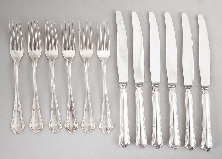 SMÖRGÅSBESTICK, 12 delar, silver. Total vikt 348 gram.