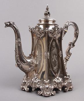 KAFFESERVIS, 3 delar, silver, nyrokoko, GAB, 1896.