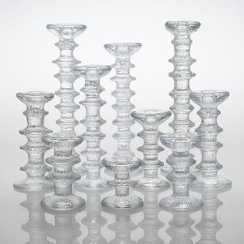 Timo Sarpaneva, A 10-piece set of "Festivo" glass candlesticks for Iittala.