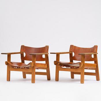 Børge Mogensen, fåtöljer, ett par, "Spanska stolen", modell 226, Fredericia Stolefabrik, Danmark 1960-tal.