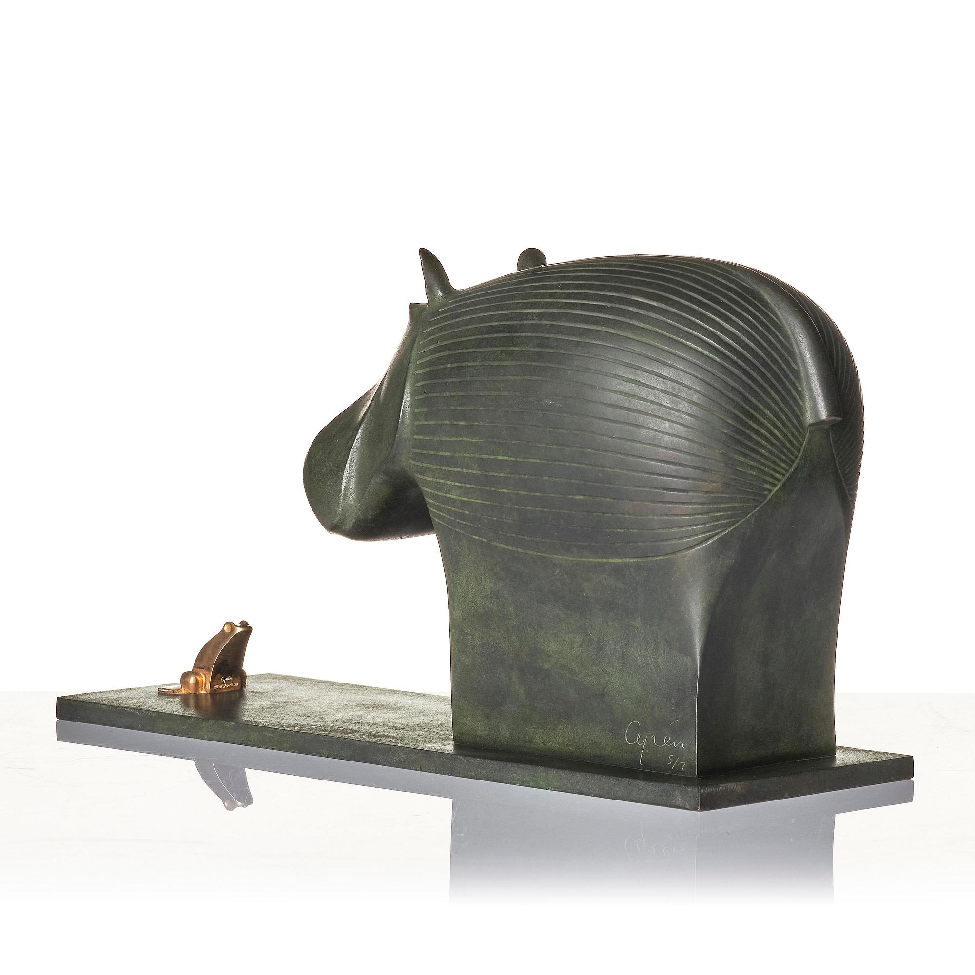 Gunnar Cyrén, a sculpture, "Kan du inte tala?", ed. 5/7, Herman Bergman konstgjuteri, Stockholm & Gävle, 1988.