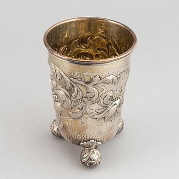 CG Hallberg, a baroque style silver beaker,  Stockholm 1948.