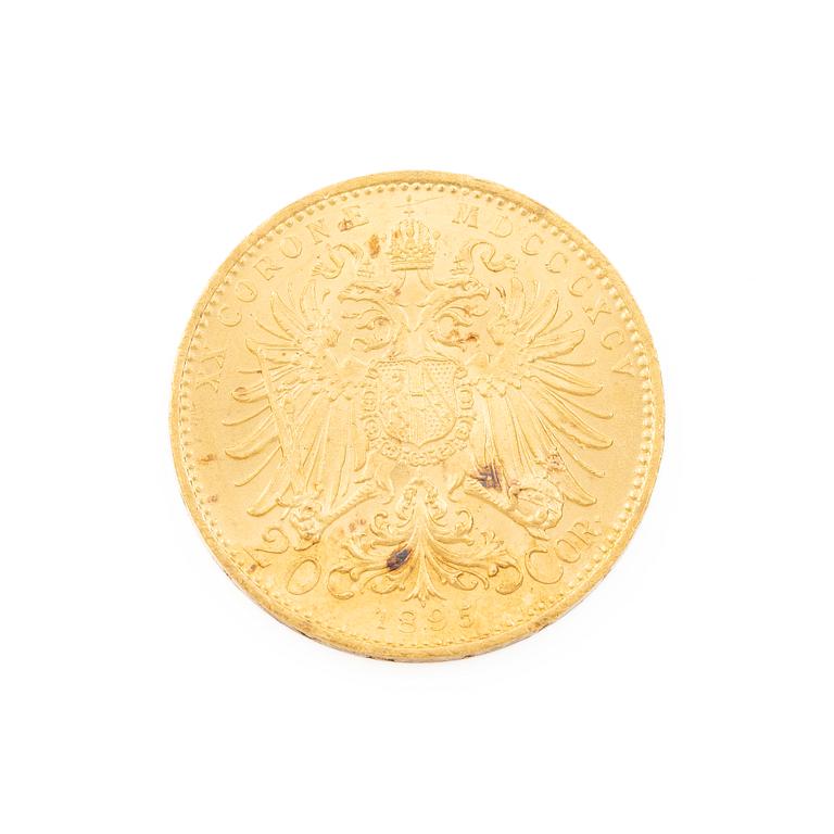 Guldmynt, Österrike-Ungern, 20 Corona, 1895.