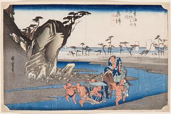 HIROSHIGE UTAGAWA (1797-1858), color woodblock print. Japan, ca 1830s. 'Hoeido Tokaido'.