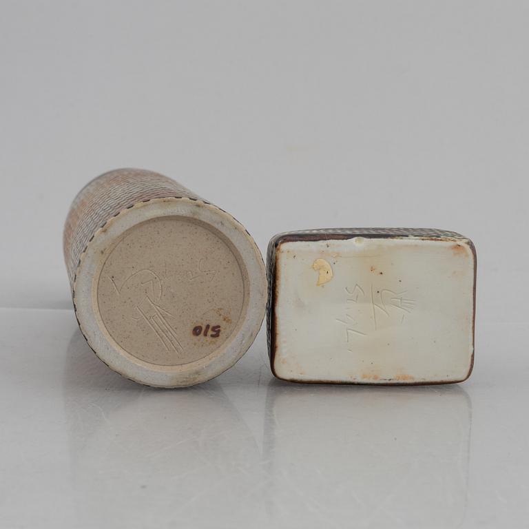 Stig Lindberg, two stoneware vases, Gustavsberg Studio, 1960s.