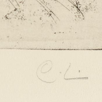 CARL LARSSON, etching, signed C.L. in pencil. Executed 1912. State 1. "Mumps (Esbjörn)".