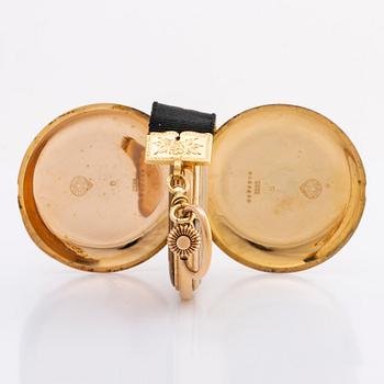 OMEGA pocket watch, riding case 18K, 53 mm.