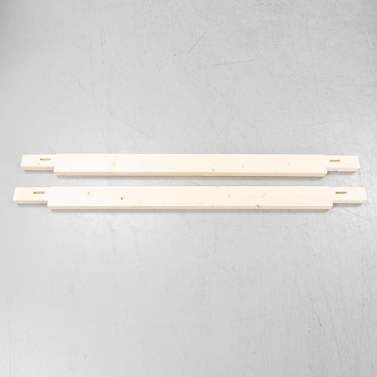 A round painted dining table.