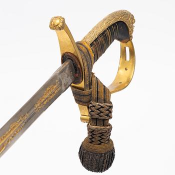 A Swedish infantry officer's sword with scabbard.