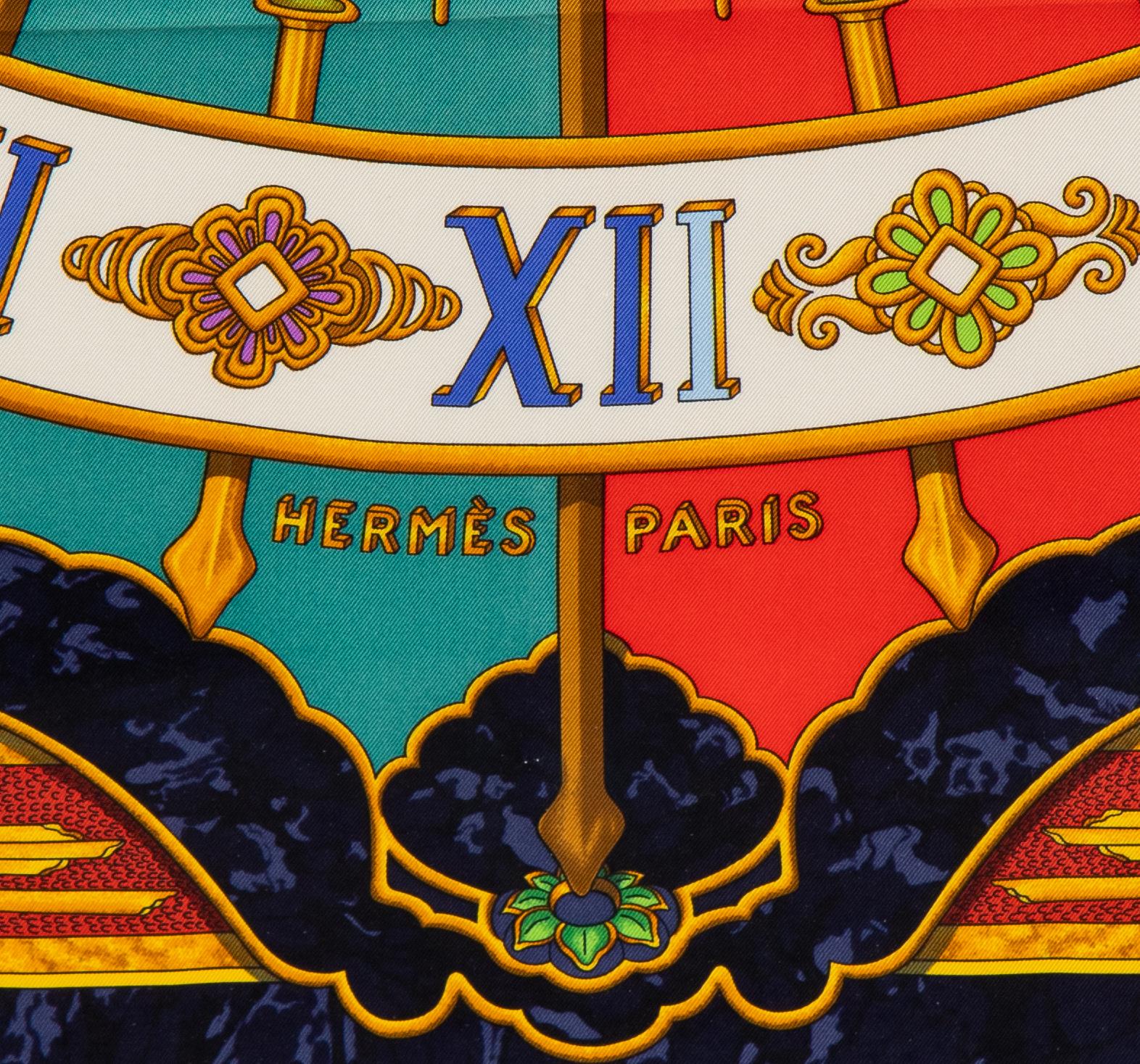 Hermès, a framed 'Carpe Diem' silk scarf.