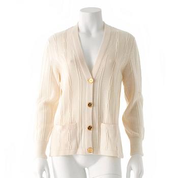 615. CÉLINE, a white wool cardigan.