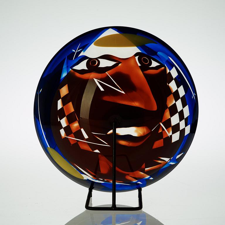 An Ann Wolff blasted glass bowl, Transjö, Sweden 1980's.