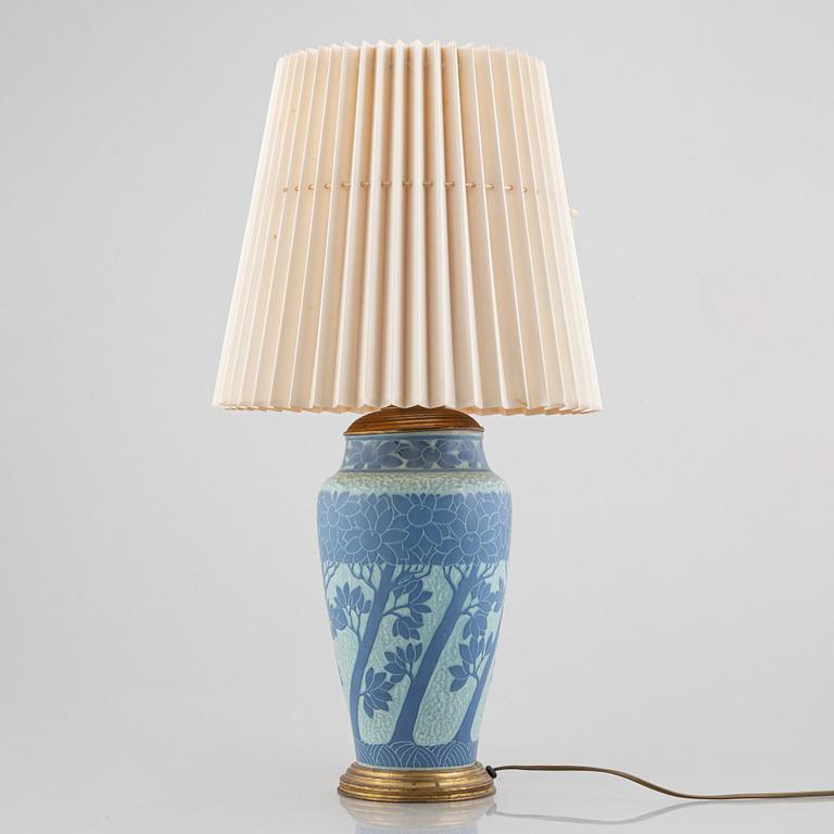 Josef Ekberg, a 'Sgrafitto' creamware table lamp, Gustavsberg, early 20th Century.