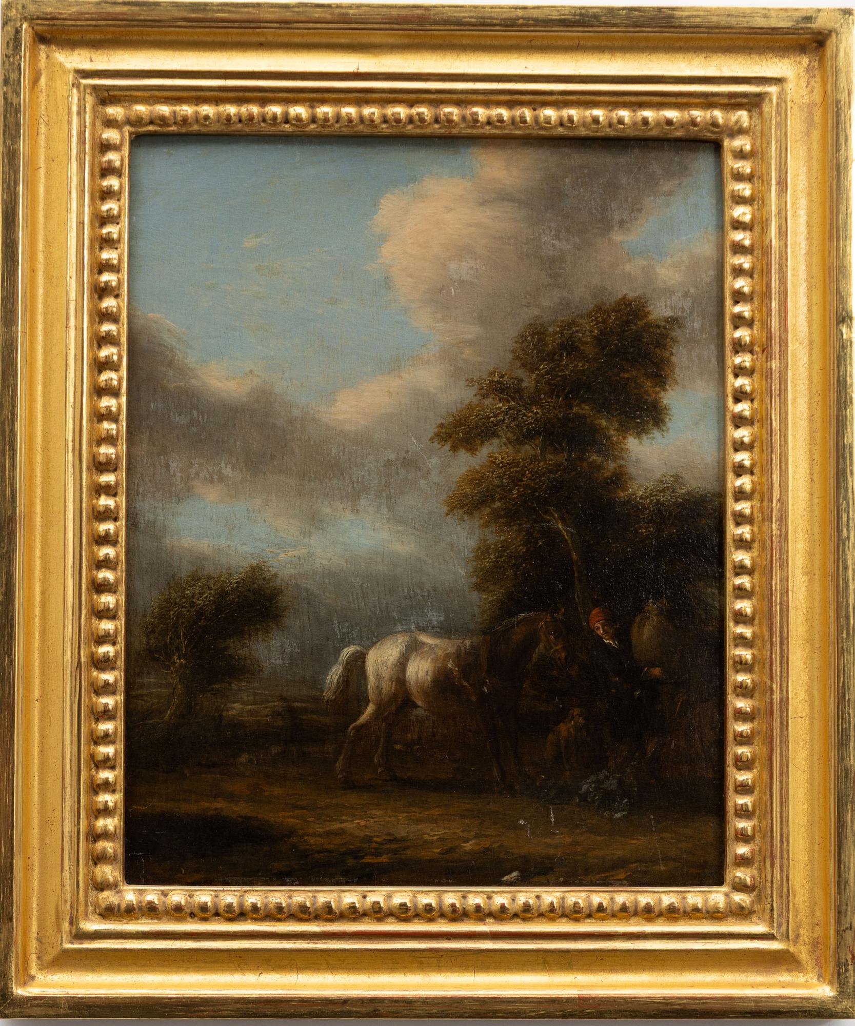 Jan Dirksz Both, his follower, Man with horse and dog.