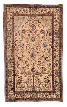 SEMI-ANTIQUE SILK KASHAN SOUF. 211 x 130 cm.