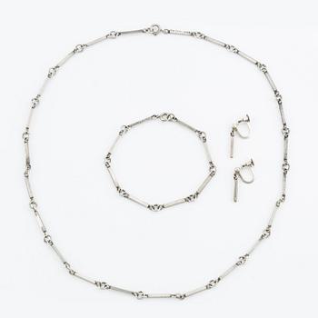 Set with necklace, bracelet, and earrings, silver.