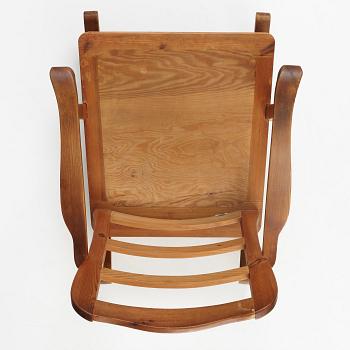 "Sportstugemöbel", a stained pine rocking chair, Nordiska Kompaniet Sweden 1930-40's.