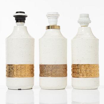 Table lamps, 3 pcs, Bitossi for Bergboms, second half of the 20th century.