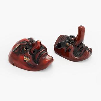Noo masker, 2 st, Japan, 1900-tal.