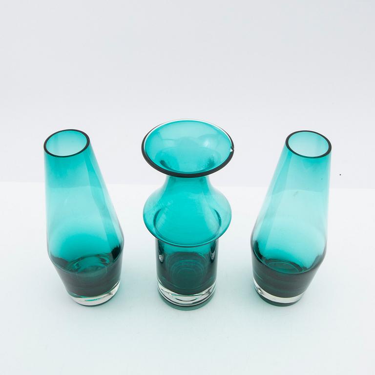 Tamara Aladin, Vases, 4 pcs, glass, Riihimäen Lasi, Finland, 1960s/70s.