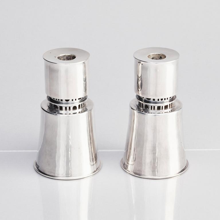 Claës Giertta, a pair of silver candlesticks, Stockholm 1964.