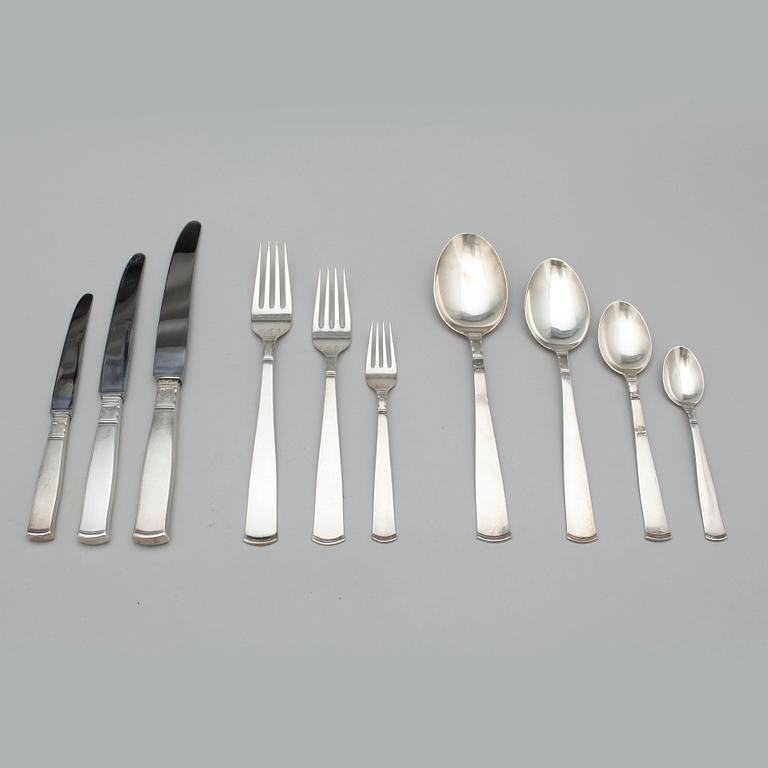 BESTICKSSERVIS, 130 delar, silver, "Rosenholm", GAB, Stockholm mestadels 1920-40 tal. 4466 gram (Tot vikt, inkl.knivar).