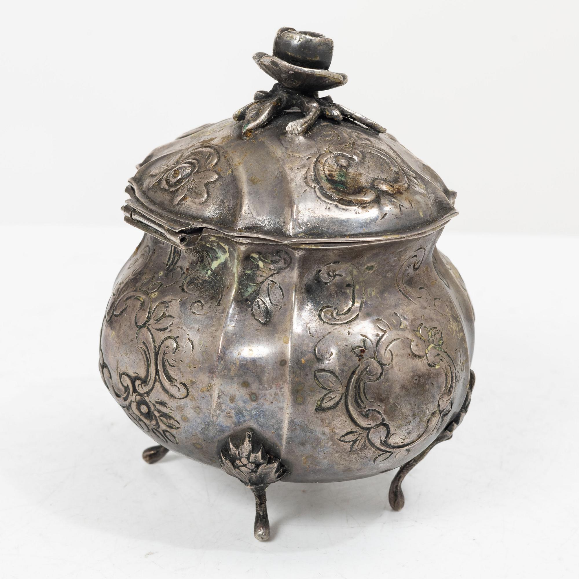 Sven Carlsson, Sugar box, silver, Rococo style, 1972.