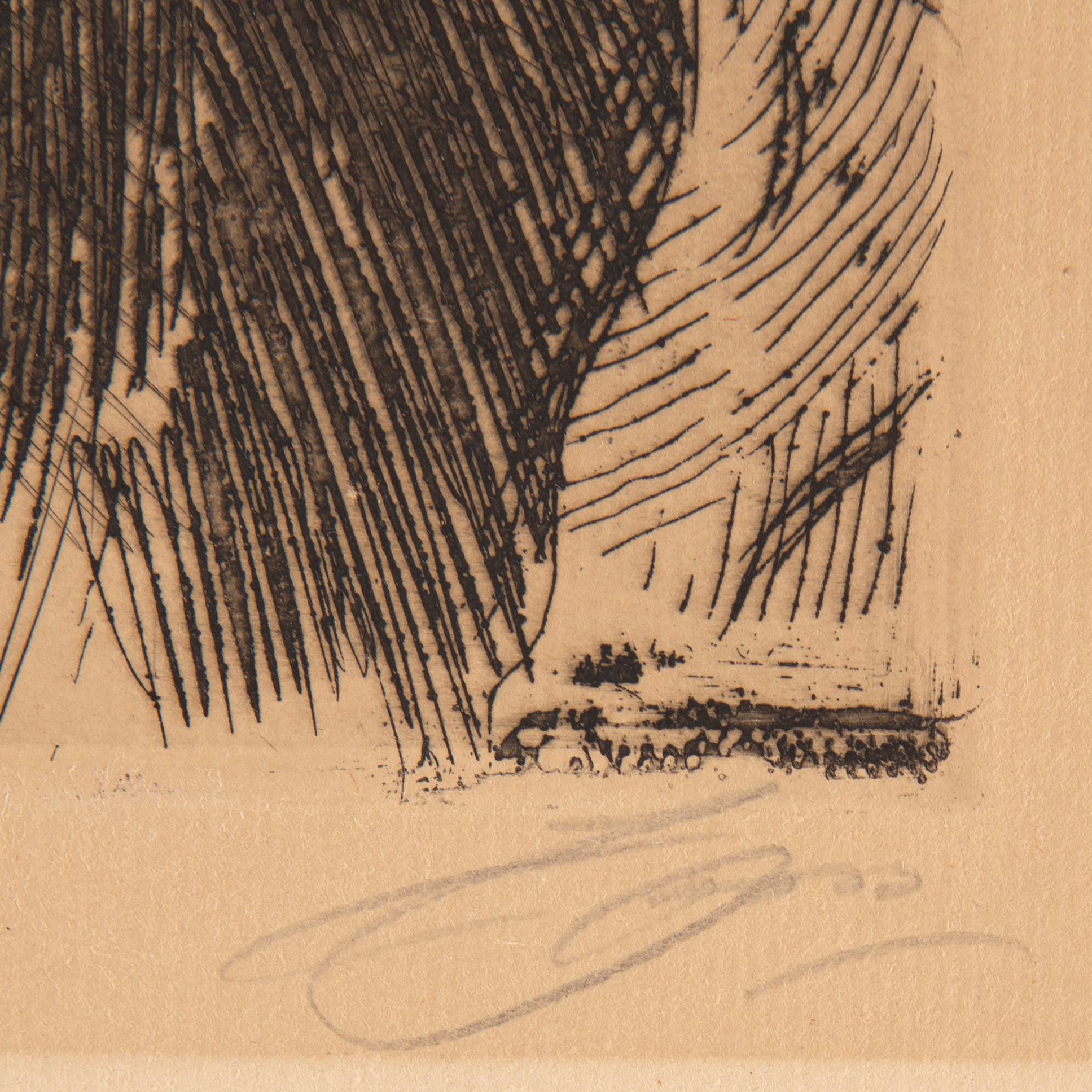 Anders Zorn, etsning, 1919, signerad med blyerts.