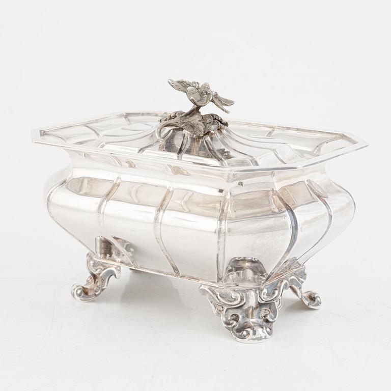 A Swedish Silver Rococo Revival Sugar Box, mark of Gustaf Möllenborg ...