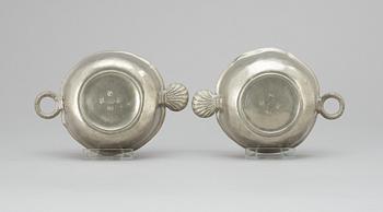 A pair of Swedish pewter bowls, Anders Näsman, Hudiksvall 1831-39.