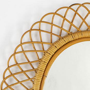 A rattan framed Swedish Modern mirror, 1940's.