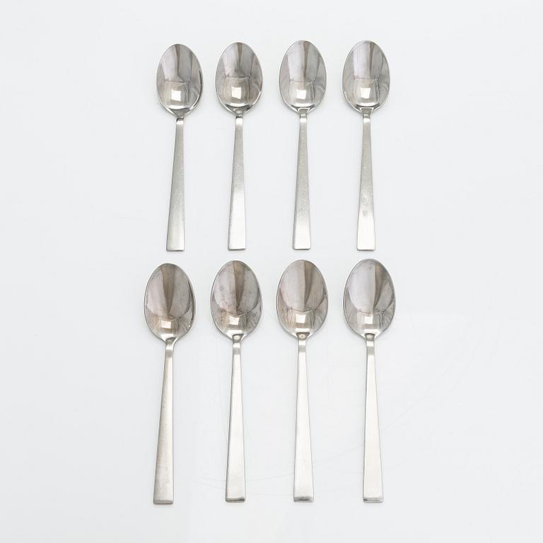 Beretl Gardberg, cutlery 56 pcs, and a lidded bowl, stainless steel, Sorsakoski, Fiskars, latter half the 20th century.
