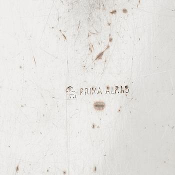 A silver plated lidded pan.